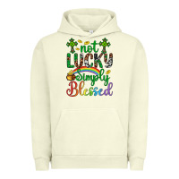 Pigment Pistachio Western St. Patrick's Day Cross Not Lucky Simply Blessed Urban Hoodie - Artiststas