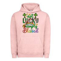 Pigment Salmon Western St. Patrick's Day Cross Not Lucky Simply Blessed Urban Hoodie - Artiststas