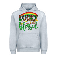 Heather Grey Western St. Patrick's Rainbow Lucky And Blessed Urban Hoodie - Artiststas