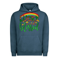 Pigment Midnight Navy Western St. Patrick's Rainbow Lucky And Blessed Urban Hoodie - Artiststas