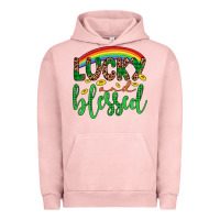Pigment Salmon Western St. Patrick's Rainbow Lucky And Blessed Urban Hoodie - Artiststas