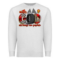 Oatmeal Heather with god all things are possible Premium Sweatshirt - Zillion Design Studio