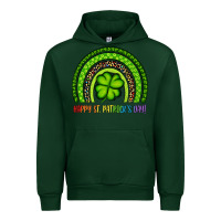 Forest Green Happy St. Patrick's Day Shamrock Rainbow Urban Hoodie - Artiststas