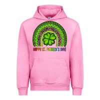 Fuchsia Pink Happy St. Patrick's Day Shamrock Rainbow Urban Hoodie - Artiststas