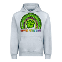 Heather Grey Happy St. Patrick's Day Shamrock Rainbow Urban Hoodie - Artiststas