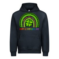 Navy Happy St. Patrick's Day Shamrock Rainbow Urban Hoodie - Artiststas