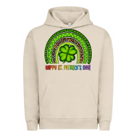 Pigment French Oak Happy St. Patrick's Day Shamrock Rainbow Urban Hoodie - Artiststas