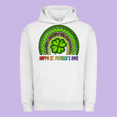 Happy St. Patrick's Day Shamrock Rainbow Urban Hoodie Designed By Artiststas