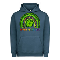 Pigment Midnight Navy Happy St. Patrick's Day Shamrock Rainbow Urban Hoodie - Artiststas