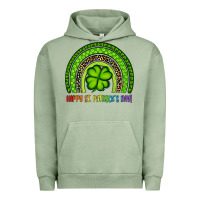 Pigment Oil Green Happy St. Patrick's Day Shamrock Rainbow Urban Hoodie - Artiststas
