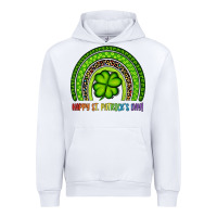 White Happy St. Patrick's Day Shamrock Rainbow Urban Hoodie - Artiststas