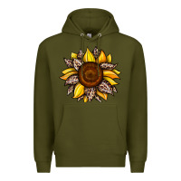 Army Green sunflower leopard Premium Hoodie - JahusDesignShop