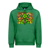 Emerald Western Shamrock Cross Leopard Background Urban Hoodie - Artiststas