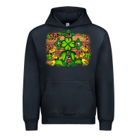 Navy Western Shamrock Cross Leopard Background Urban Hoodie - Artiststas