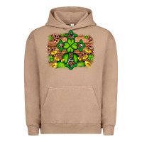 Pigment Burro Western Shamrock Cross Leopard Background Urban Hoodie - Artiststas