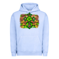 Pigment Grape Ice Western Shamrock Cross Leopard Background Urban Hoodie - Artiststas