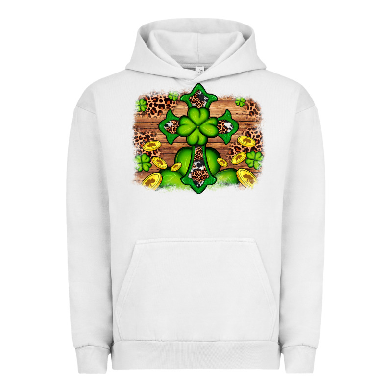 Western Shamrock Cross Leopard Background Urban Hoodie by Artiststas | Teevron