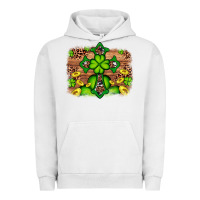 Pigment Lunar Rock Western Shamrock Cross Leopard Background Urban Hoodie - Artiststas