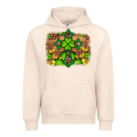 Sandshell Western Shamrock Cross Leopard Background Urban Hoodie - Artiststas