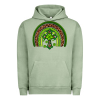 Pigment Oil Green Western Shamrock Cross Rainbow Urban Hoodie - Artiststas