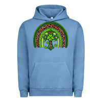 Pigment Pebble Blue Western Shamrock Cross Rainbow Urban Hoodie - Artiststas