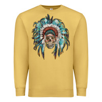 Antique Gold indian headdress with native american skull Premium Sweatshirt - RanaPortraitStore