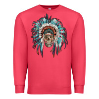 Cardinal indian headdress with native american skull Premium Sweatshirt - RanaPortraitStore