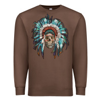 Chestnut indian headdress with native american skull Premium Sweatshirt - RanaPortraitStore