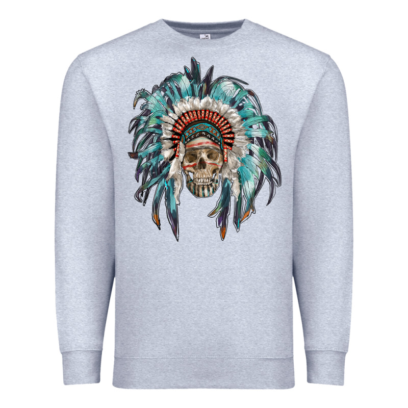 Indian Headdress With Native American Skull Premium Sweatshirt by RanaPortraitStore | Teevron
