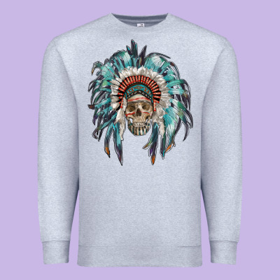 Indian Headdress With Native American Skull Premium Sweatshirt Designed By Ranaportraitstore