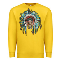 Lemon indian headdress with native american skull Premium Sweatshirt - RanaPortraitStore