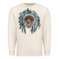 Sandshell indian headdress with native american skull Premium Sweatshirt - RanaPortraitStore
