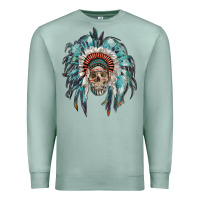 Seafoam indian headdress with native american skull Premium Sweatshirt - RanaPortraitStore