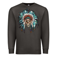 Smoke indian headdress with native american skull Premium Sweatshirt - RanaPortraitStore