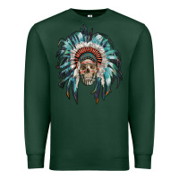 Sports Green indian headdress with native american skull Premium Sweatshirt - RanaPortraitStore