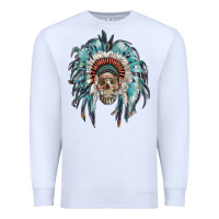 White indian headdress with native american skull Premium Sweatshirt - RanaPortraitStore