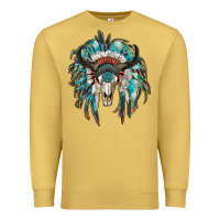Antique Gold indian headdress with bull skull Premium Sweatshirt - RanaPortraitStore