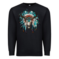 Black indian headdress with bull skull Premium Sweatshirt - RanaPortraitStore