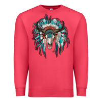 Cardinal indian headdress with bull skull Premium Sweatshirt - RanaPortraitStore