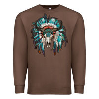 Chestnut indian headdress with bull skull Premium Sweatshirt - RanaPortraitStore