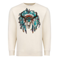 Sandshell indian headdress with bull skull Premium Sweatshirt - RanaPortraitStore