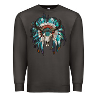 Smoke indian headdress with bull skull Premium Sweatshirt - RanaPortraitStore