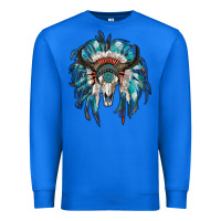 True Royal indian headdress with bull skull Premium Sweatshirt - RanaPortraitStore
