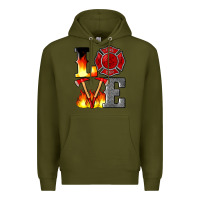 Army Green firefighter love Premium Hoodie - Artiststas