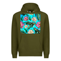 Army Green sea turtle seamless pattern Premium Hoodie - BundleAndBundleShop