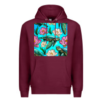 Burgundy sea turtle seamless pattern Premium Hoodie - BundleAndBundleShop