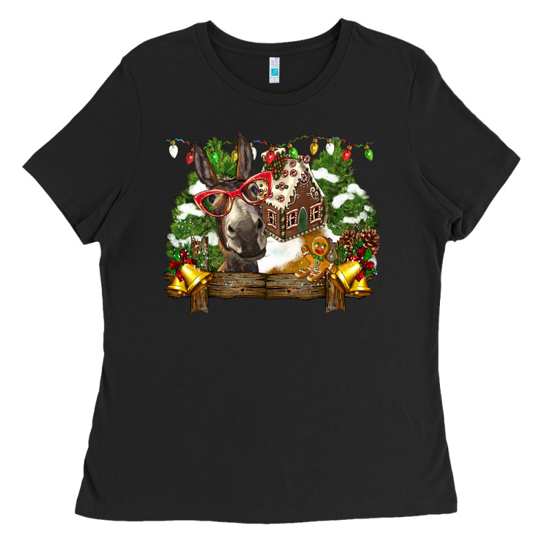 Christmas Donkey Candy House Ladies Tee by BarkalooDesign | Teevron