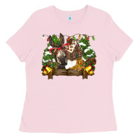 Bubblegum Pink christmas donkey candy house Ladies Tee - BarkalooDesign