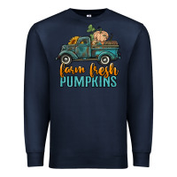 Navy farm fresh pumpkins truck Premium Sweatshirt - RanaPortraitStore