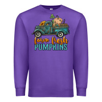 Purple farm fresh pumpkins truck Premium Sweatshirt - RanaPortraitStore